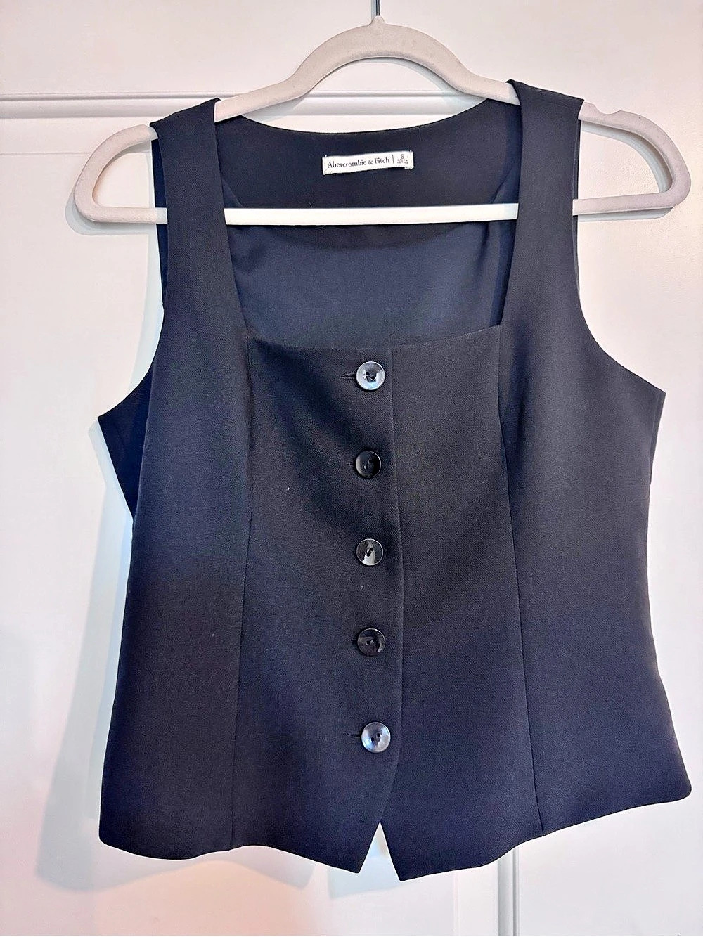 Abercrombie & Fitch Mara Tailored Vest Squareneck Set Top Black - Small